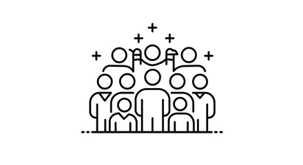 Minimalist Line Art Group of People Celebrating Unity and Diversity