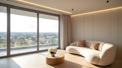 Fototapeta premium Architectural Photography of a Stylish Urban Apartment Featuring Modern Interior Design and Natural Light Real Estate Market Marketing, Real Estate, Purchase, Architecture, Design Concept