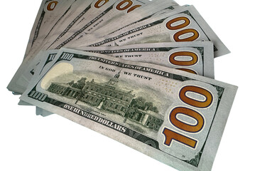 Spread of 100 US Dollar Bills – Top View of Cash Fan, Money, Finance Concept