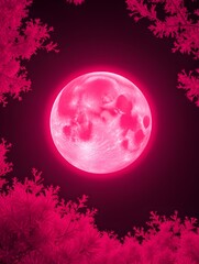 Beautiful moon fantasy, with colorful glow, at night 