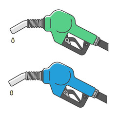 イラスト素材:ガソリン給油ノズル 軽油・ディーゼル燃料&灯油 (注意:国により色が異なる)