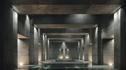 Obraz premium Nuclear arsenal mine, an underground military installation, a concrete structure with tunnels for access