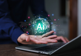 A world that is developing intelligent data transformation and global business development, the use of digital technology of artificial intelligence
