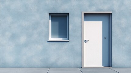 Fototapeta premium Architectural Elements: A Minimalist Composition of a Door and Window: A study in simplicity and clean lines, featuring a pristine white door juxtaposed with a sleek window set against a textured.