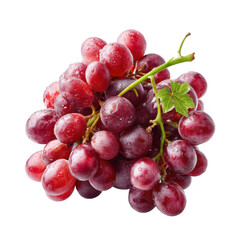 Fototapeta premium Red Grape Cluster with Green Leaf on Transparent Background