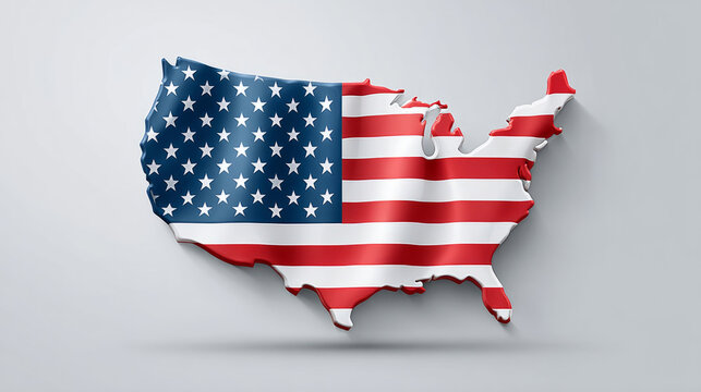 Usa map with flag colors and shooting stars for patriotic celebration design