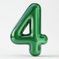 Number font 4 shaped green acrylic plastic glass alphabet isolated white