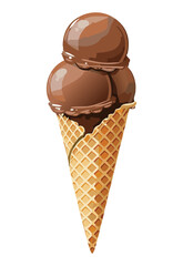 Chocolate Ice Cream Cone - Vector Illustration