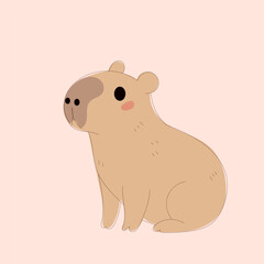 Cartoon Capybara Character Illustration. Cute Capybara Portrait Icon. Funny Doodle Character Drawn Portrait. Positive Wild Capybara Friendly Animal Mascot. Childish cartoon Adorable Happy Pet 