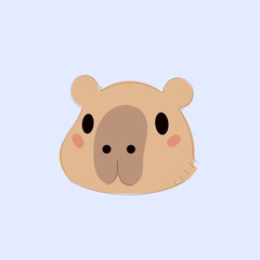 Obraz premium Cartoon Capybara Character Illustration. Cute Capybara Portrait Icon. Funny Doodle Character Drawn Portrait. Positive Wild Capybara Friendly Animal Mascot. Childish cartoon Adorable Happy Pet 