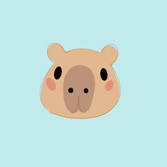 Cartoon Capybara Character Illustration. Cute Capybara Portrait Icon. Funny Doodle Character Drawn Portrait. Positive Wild Capybara Friendly Animal Mascot. Childish cartoon Adorable Happy Pet 