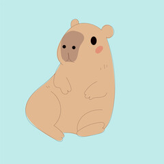 Cartoon Capybara Character Illustration. Cute Capybara Portrait Icon. Funny Doodle Character Drawn Portrait. Positive Wild Capybara Friendly Animal Mascot. Childish cartoon Adorable Happy Pet 