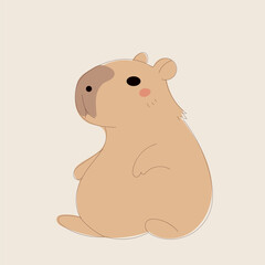 Cartoon Capybara Character Illustration. Cute Capybara Portrait Icon. Funny Doodle Character Drawn Portrait. Positive Wild Capybara Friendly Animal Mascot. Childish cartoon Adorable Happy Pet 