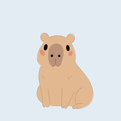 Cartoon Capybara Character Illustration. Cute Capybara Portrait Icon. Funny Doodle Character Drawn Portrait. Positive Wild Capybara Friendly Animal Mascot. Childish cartoon Adorable Happy Pet 
