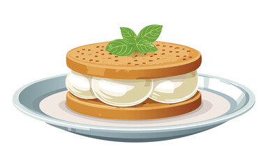 Cream Filled Cookie Sandwich - Vector Illustration