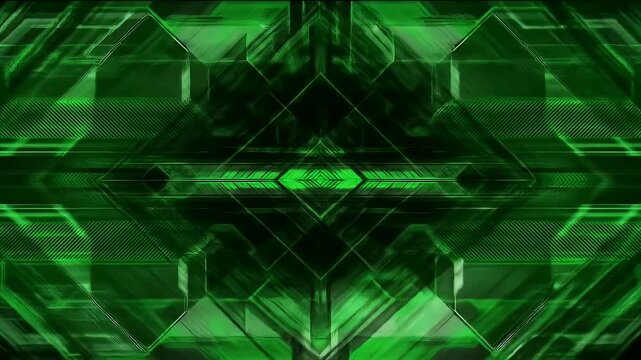 Abstract sci-fi background with a symmetrical green engine design