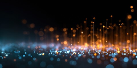 Plakat Glowing abstract background with blue and orange bokeh light particles