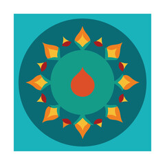 Colorful symmetrical illustration of a flower shape for graphic design and background uses