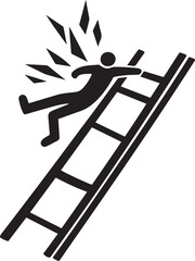 Workplace Ladder Fall Hazard Warning Sign. Safety Risk Symbol for Construction and Occupational Injury Prevention. Vector illustration.