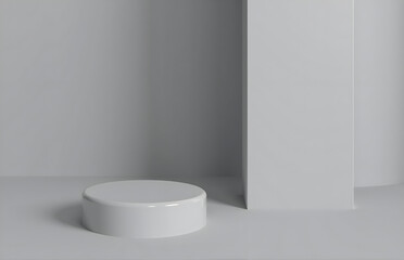 White Minimalist Round Display Platform