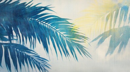 Tropical Palm Whispers: Embrace the gentle sway of tropical palm fronds, painted in shades of azure and turquoise, inviting you to a moment of tranquil reflection.