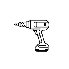 Cordless electric drill or screwdriver in minimalist vector design. Electric tools, construction and repairing concept