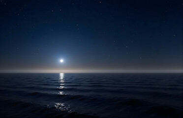 Moonlit Sea under Starry Sky
