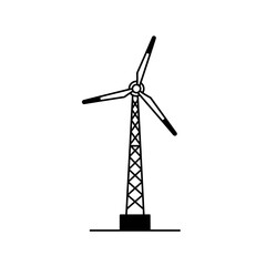 Fototapeta premium Wind turbine vector illustration in minimalist black and white style. Alternative energy concept, technology and progress, sustainable electricity 
