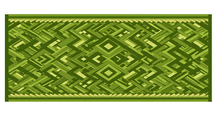 Intricate Green Geometric Pattern on White Background