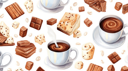 Hot Chocolate with Marshmallows, Truffles, and Milk Chocolate on Transparent Background