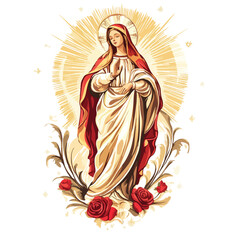 Saint Virgin Mary Catholic Religious Image Vector for Artwork and Design Projects