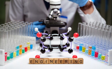 A laboratory setup that vividly showcases advanced engineering, precise microscopy, and vibrant chemical solutions