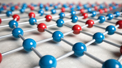 Obraz premium Abstract Representation of Molecular Structure with Blue and Red Spheres in Pattern