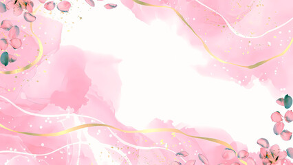 Vibrant Botanical Art Desktop Wallpaper - Pink & White
