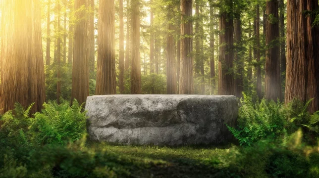 Volumetric Light Streaming Through Lush Forest Canopy