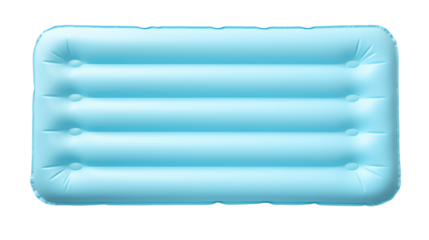 Light Blue Rubber Inflatable Beach Mattress Top View on Transparent Background

