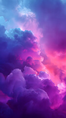 Purple and Pink Cloudscape: A breathtaking view of vibrant purple and pink clouds filling the sky, creating a surreal and dreamy atmosphere.