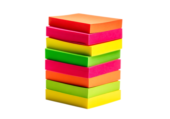 Stack of colorful sticky notes isolated on black background, On Transparent Background