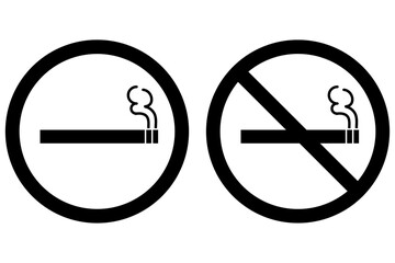No smoking area and smoking area sign in Black. No smoking. ban symbol. No smoking symbol. No smoke circle. forbidden icon. stop symbol icon set.