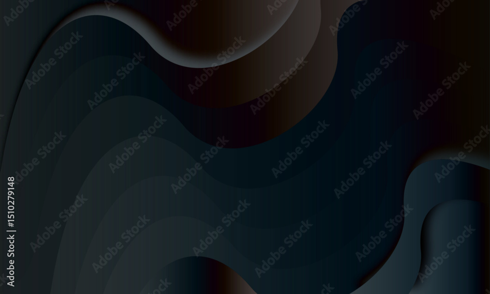 Poster abstract dark blue and brown layered background with wavy shapes and soft gradients creating depth s