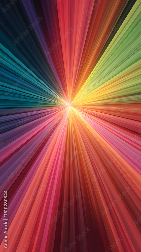 Poster radiant spectrum: a mesmerizing display of vibrant colors emanates from a central point, creating a 