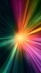 Fototapeta premium Radiant Burst of Color: A vibrant explosion of color, originating from a central point and radiating outwards in a dynamic display of energy, illuminating the scene.