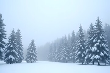 Obraz premium Snow Dusted Pine Trees in Winter 