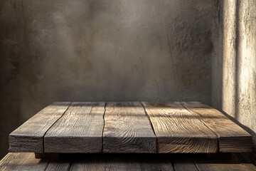 Textured wood platform for eco branding scene
