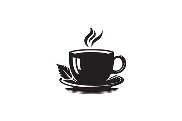 Obraz premium A black-and-white one cup tea against a white background in a straightforward and inconspicuous vector silhouette