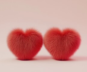 Love in Bloom: Two plush, heart-shaped forms embody love, with soft textures and vibrant hues evoking feelings of warmth, connection, and tenderness.