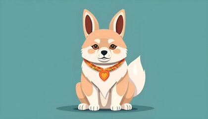 Obraz premium A Cartoonish Depiction Of A Sitting Corgi Displayed With Vibrant Colors And Cute Minimalist Style