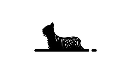 Skye Terrier dog, black isolated silhouette