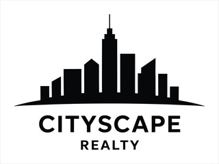 Fototapeta premium Modern silhouette cityscape logo design featuring buildings for real estate and urban development branding
