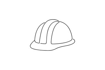 Hard hat icon continuous one line drawing minimalism design
